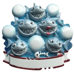 Fashion PolarX Personalized Shark Family Of 5 Ornament