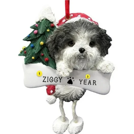 Best Sale E & S Imports Personalized Shih Tzu Dog Ornament - Black & White Puppy Cut