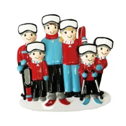 Discount PolarX Personalized Skiing Family Of 6 Ornaments