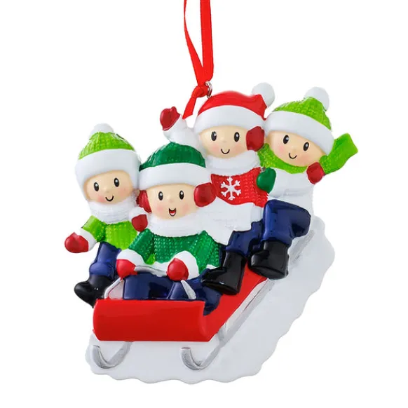 Outlet PolarX Personalized Sledding Family Of 4 Ornament