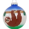 Fashion Personalized Sloth On Branch Glass Ornament Animals
