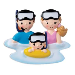 Online PolarX Personalized Snorkeling Family Of 3 Ornament