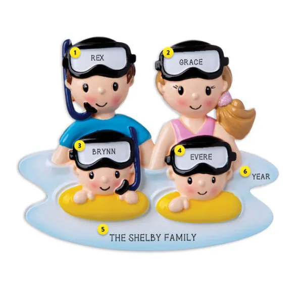 Cheap PolarX Personalized Snorkeling Family Of 4 Ornament