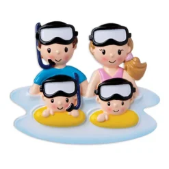 Cheap PolarX Personalized Snorkeling Family Of 4 Ornament