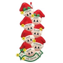 Hot Rudolph & Me Personalized Stocking Cap Family Of 7 Ornament