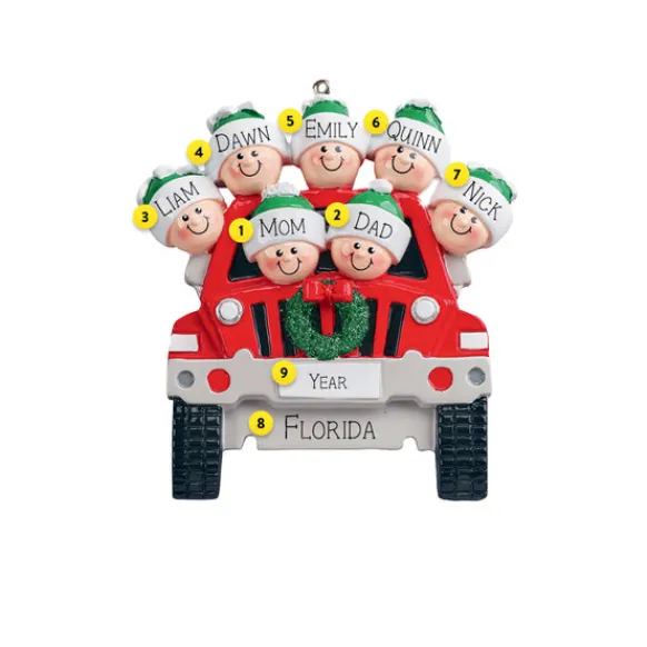 New Rudolph & Me Personalized Suv Family Of 7 Ornament