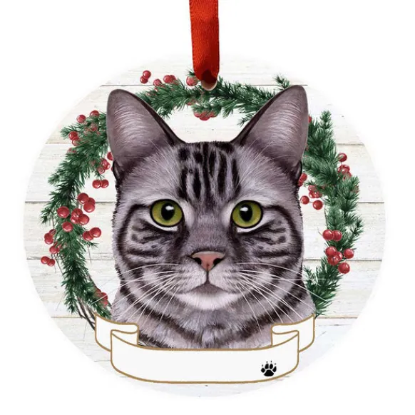 Cheap E & S Imports Personalized Tabby Cat Ornament - Silver