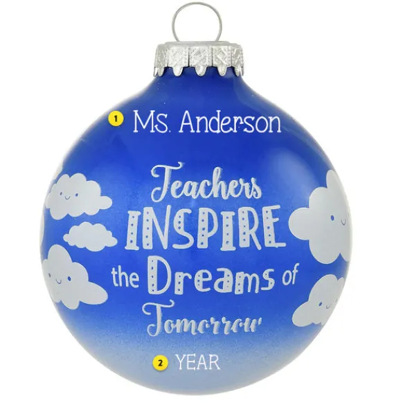 Best Sale Personalized "Teachers Inspire The Dreams Of Tomorrow" Glass Bulb Ornament School Days