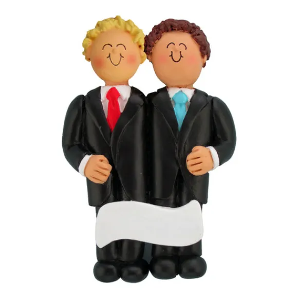 Store Personalized Wedding Couple Ornament - Blonde Groom And Brunette Groom Engaged, Wedding, & Anniversary