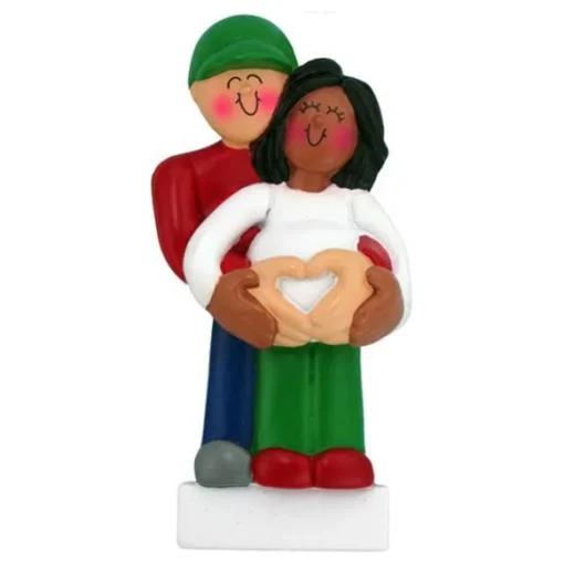 Best Personalized We'Re Expecting Couple Ornament, Male With African American Female Expecting & New Family