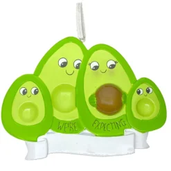 Store PolarX Personalized We'Re Expecting Avocado Family With 2 Children Ornament