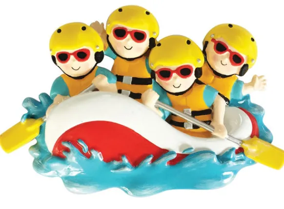 Cheap PolarX Personalized White Water Rafting Family Of 4 Ornament
