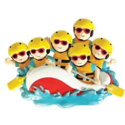 Online PolarX Personalized White Water Rafting Family Of 6 Ornament