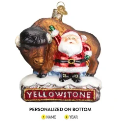 Fashion Old World Christmas Santa With Bison Yellowstone Ornament -