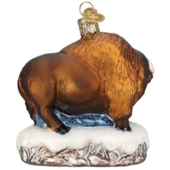 Fashion Old World Christmas Santa With Bison Yellowstone Ornament -