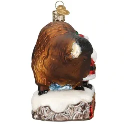Fashion Old World Christmas Santa With Bison Yellowstone Ornament -