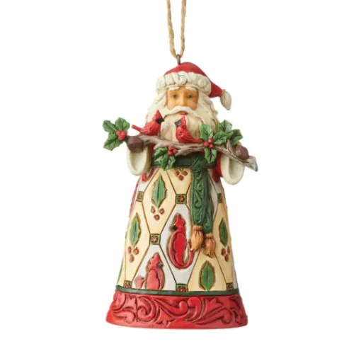 Hot Santa With Cardinals Ornament - Jim Shore